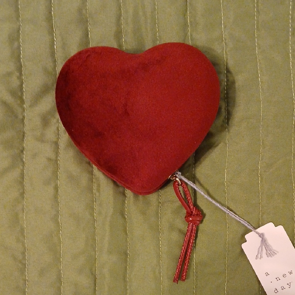 A New Day Deep Burgandy Heart Shaped Jewelry Box.